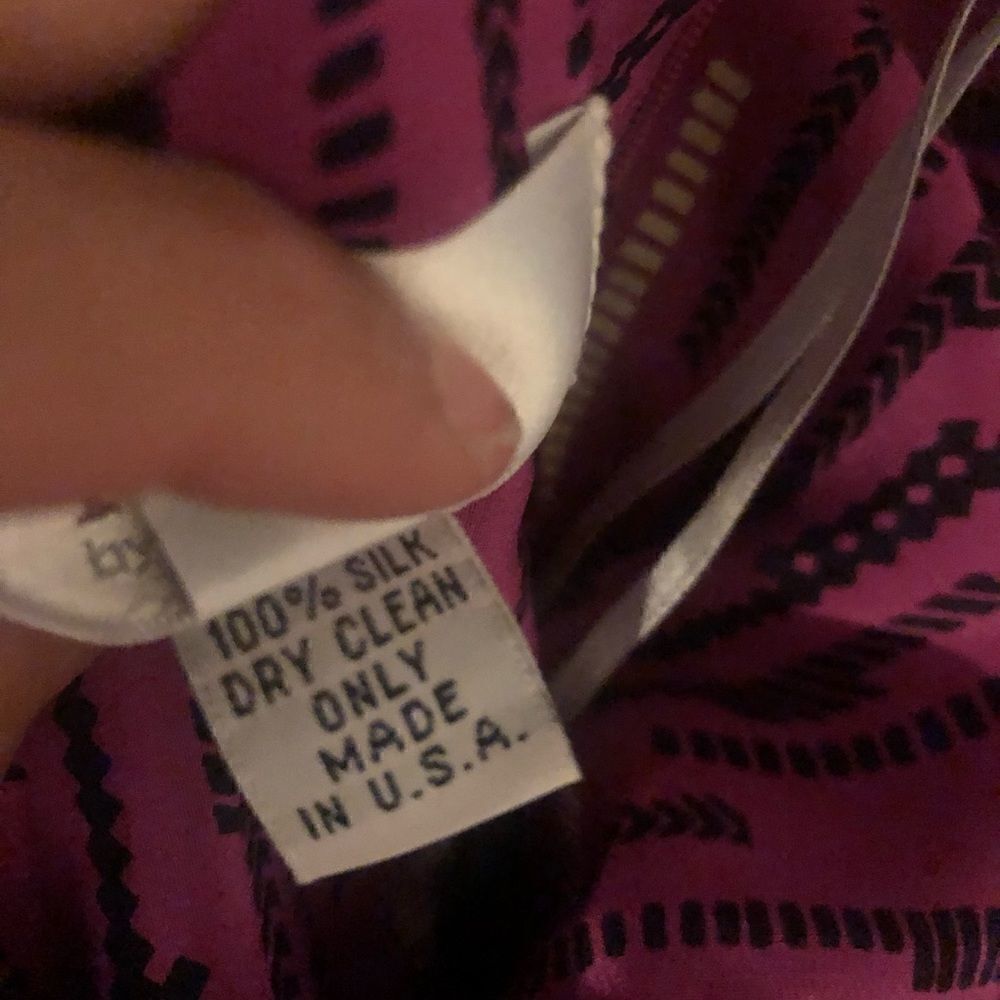 Pink Pattern Summer Dress 100% Silk Mini - Small - Picture 4 of 5